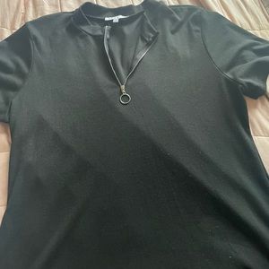 Half zip up formal black shirt